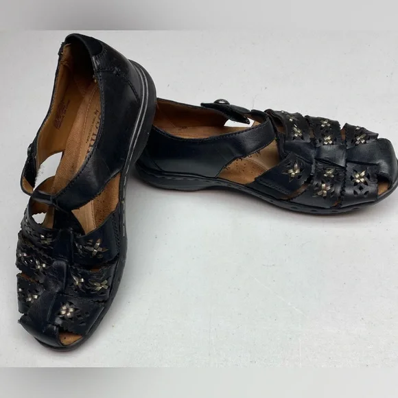 Cobb Hill by New Balance BLK Leather Fisherman Sandals, 7W Fall Sale - Picture 2 of 10